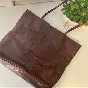 Latico Zip Top Leather Tote Cognac Made in India